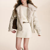 Kroche 2601 斜肩蝙蝠长袖针织A字短款收腰连衣裙