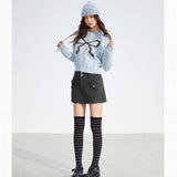 MacyMccoy 2511 蝴蝶结短款毛衣 蓝