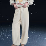 SOMESOWE 2602 绒感束脚口灯笼休闲裤 米白