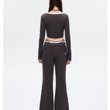 13DE MARZO | 2507 Faux Two-Piece Vintage Sweat Pants Dark Grey