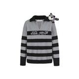 13DE MARZO | 2509 Raccoon Bear Striped Sweater