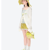 13DE MARZO | 2601 Floral Lines Hollow Cardigan Beige