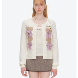 13DE MARZO | 2610 Bow Bear Knit Cardigan Vest Beige
