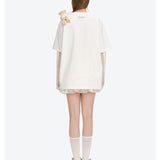 13DE MARZO | 2608 Floral Appliqué Style Long Sleeve T-shirt White