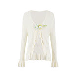 13DE MARZO | 2601 Floral Lines Hollow Cardigan Beige