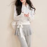 Kroche 2512 费尔岛纯手绘撞色提花毛衣开衫 白