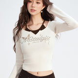 MacyMccoy 2511 假两件蝴蝶Tee 米