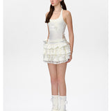 13DE MARZO | 2604 Bear Lacy Bud Skirt White