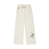 SOMESOWE 2602 晚安小熊毛巾绣连帽卫衣/摇粒绒卫裤 米白