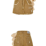 13DE MARZO | 2510 Retro Logo Chain Shorts Khaki