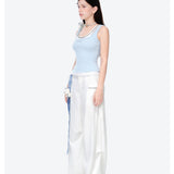 13DE MARZO | 2606 Faux Gem Vest Light Blue