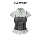 13DE MARZO | 2606 leeveless Top with Puff Sleeve Shirt Dark Grey