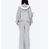 13DE MARZO | 2602 Lace Edge Zip Hoodie Grey
