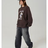 ADLV 2511 可爱站立欢迎小熊圆领卫衣 深棕