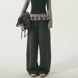 SOMESOWE 2602 松弛感双腰头弯刀卫裤 深灰