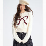 MacyMccoy 2511 蝴蝶结短款毛衣 米白