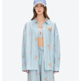13DE MARZO | 2608 All-Over Floral Print Shirt Blue