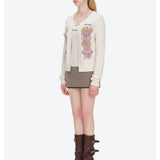 13DE MARZO | 2610 Bow Bear Knit Cardigan Vest Beige