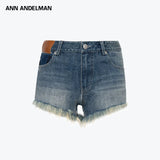 ANN ANDELMAN 2604 水洗高腰毛边牛仔短裤