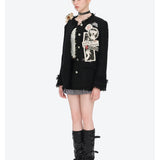 13DE MARZO | 2610 Rolling Stones Badge Tweed Jacket Black