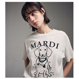 MARDI MERCREDI 2506 正脸珍珠小狗短袖t恤 雾灰