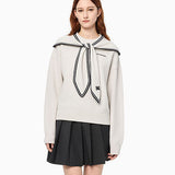 ANN ANDELMAN 2512 海军领系带套头毛衣 杏