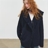 SOMESOWE 2512 慵懒风流苏连帽开衫 藏青