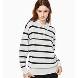 ANN ANDELMAN 2512 长袖Polo领条纹毛织