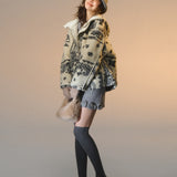 SOMESOWE 2512 提花摇粒绒连帽休闲外套 白