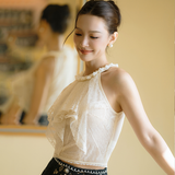 DIANA VEVINA 2605 蕾丝荷叶边无袖挂脖小衫