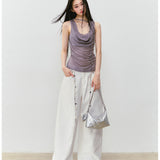 VIA PITTI 2606 荡领系带针织上衣 暗紫