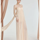 SHEER LUCK 2601 蕾丝抹胸连衣裙 米杏