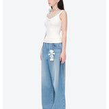 13DE MARZO | 2605 Faux Gem Vest White
