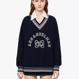 ANN ANDELMAN 2511 拼接领OS美式毛衣