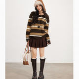 MacyMccoy 2511 复古条纹宽松毛衣