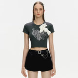 13DE MARZO | SS2404 Rhinestone Heart Logo Tee Gray