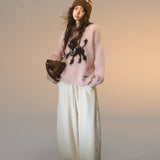 SOMESOWE 2601 摇粒绒弯刀休闲裤 米白