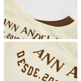 ANN ANDELMAN 2610 假两件斜肩字母印花卫衣 杏