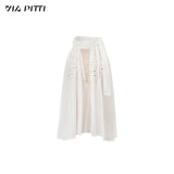 VIA PITTI 2606 烫钻挂脖飘带无袖小衫