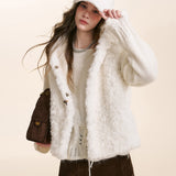 Kroche 2511 熊耳朵连帽皮毛一体羊羔毛马甲