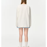 13DE MARZO | 2408 Real Shoelace Anime Sweatshirt White