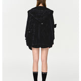 13DE MARZO | 2410 Fuzzy Weave Knit Cardigan Black