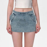 13DE MARZO | 2510 Bear Face Denim Skirt Blue