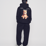 ADLV 2601 后背小熊印花连帽卫衣 黑