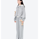 13DE MARZO | 2602 Lace Edge Zip Hoodie Grey