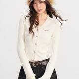 MacyMccoy 2601 V领毛边针织打底 米白