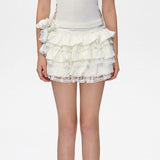 13DE MARZO | 2604 Bear Lacy Bud Skirt White