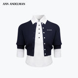ANN ANDELMAN 2610 POLO领针织毛织两件套 藏蓝