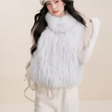 Kroche 2511  云端糯绒 100%狐狸毛 立领简约皮草马甲
