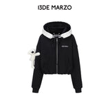 13DE MARZO | 2602 Lace Edge Zip Hoodie Black